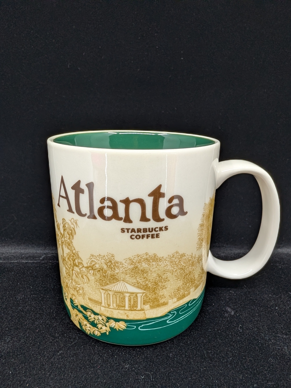 Starbucks Atlanta Global Icon Ceramic Mug, White W/Green Interior, 2011 Piedmont